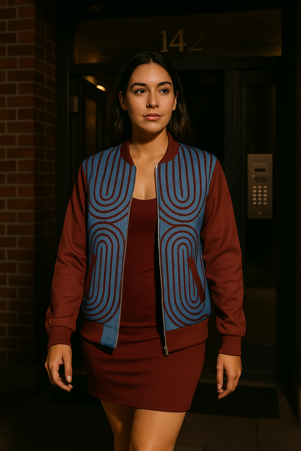 Vault Exclusive: Blue & Maroon Luxe Bomber Jacket