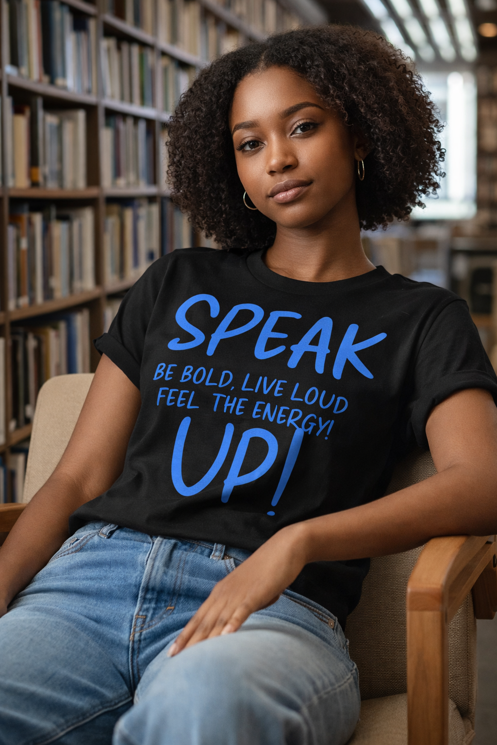 Speak Up T-Shirt – Bold Blue Statement Tee for Women Who Lead