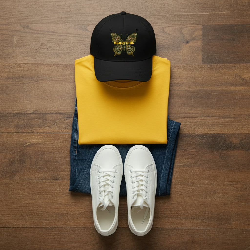 Metallic Butterfly 89 Cap → Structured Everyday Cap – Metallic Butterfly